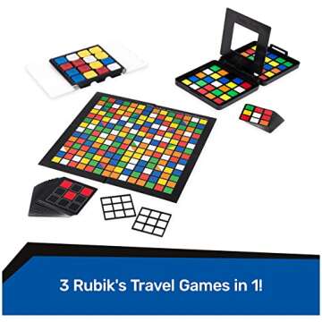 Rubik's Pack & Go, 3 Game Bundle Race Flip Capture 2-Player Sequence Board Games 3D Puzzle Travel Ga...