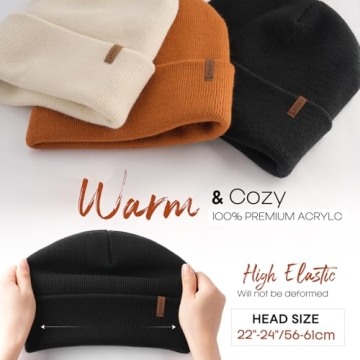 FURTALK Womens Winter Warm Satin Lined Beanie Hats Silk Lining Unisex Knit Slouchy Caps