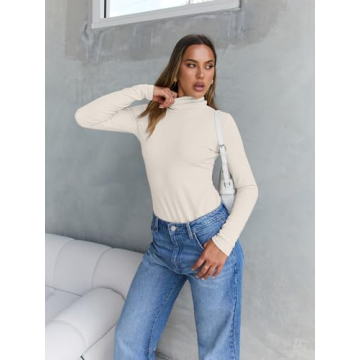 Trendy Queen Women's Long Sleeve Turtleneck Shirt