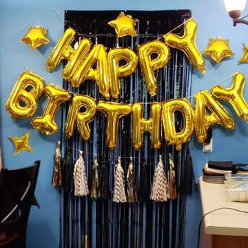 iPartycool 24pcs Happy Birthday Balloons, Birthday Decorations, 3D Gold Premium Foil Letter Happy Bi...