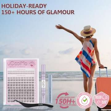 Venus Lash Clusters Kit 8-16mm with 5-6mm Bottom Lashes Wispy Natural Eyelash Clusters Kit D Curl -WideSpan DIY Eyelash Extension Kit Individual Fake Eyelashes Clusters Kit Thin Invisible Lash Band