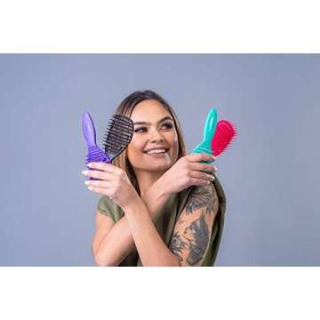 Dompel Hair Brush Maya, antistatic brush, special design, prevents frizz, lightweight, Brush for Afr...