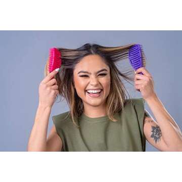 Dompel Hair Brush Maya, antistatic brush, special design, prevents frizz, lightweight, Brush for Afro American/African Hair. 4 Pcs (green, pink, purple, black)