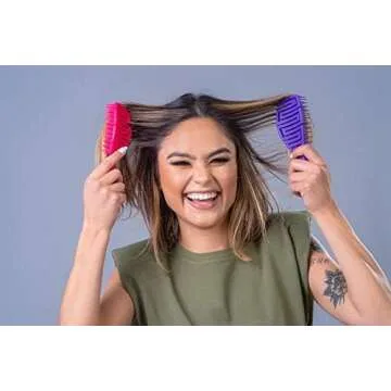 Dompel Hair Brush Maya, antistatic brush, special design, prevents frizz, lightweight, Brush for Afro American/African Hair. 4 Pcs (green, pink, purple, black)