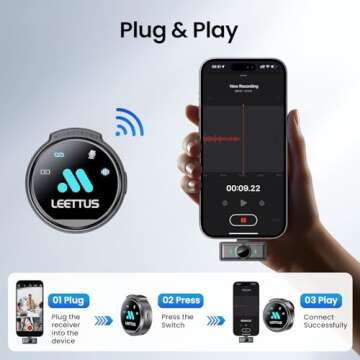 True Dual Receivers Mini Microphone for iPhone 7-16/Android/Tablet,Lavalier Wireless Microphone with DSP Noise Cancellation,Magnetic Clip,18H Battery, Ideal for TikTok,Live Streaming,Interviews, Gifts