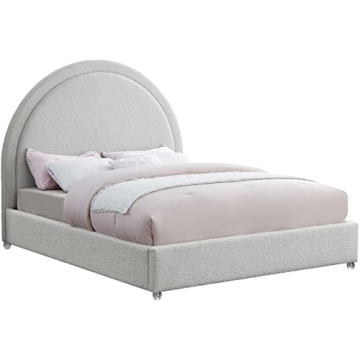 Meridian Furniture Milo-K Modern Cream Upholstered King Bed with Brass Details