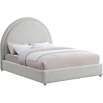 Meridian Furniture Milo-K Modern Cream Upholstered King Bed with Brass Details