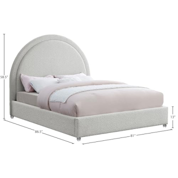 Meridian Milo-K Cream Upholstered King Bed, Elegant Design