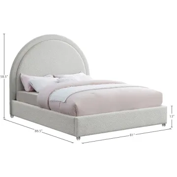 Meridian Milo-K Cream Upholstered King Bed, Elegant Design