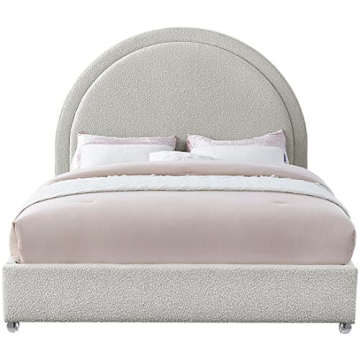 Meridian Milo-K Cream Upholstered King Bed, Elegant Design