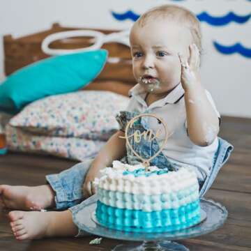 Wooden One Cake Topper - 1st Birthday Cake Decoration Supplies