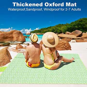 Beach Blanket Sandproof 80''x78'' Picnic Mat/Blanket Waterproof Foldable Beach Mat Outdoor Extra Lar...