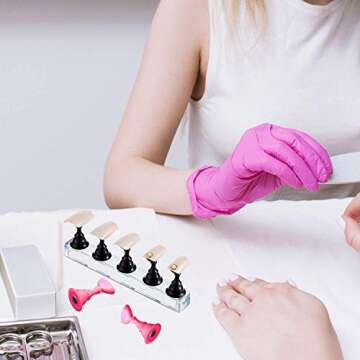 2 Set Acrylic Nail Stand with Putty,Nail Practice Display Stand for Press On Magnetic Nail Holder Tip Art Painting Stand Holder Manicure Tool for Home Salon Makeup DIY Business Women Christmas Gift