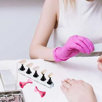 2 Set Acrylic Nail Stand with Putty,Nail Practice Display Stand for Press On Magnetic Nail Holder Tip Art Painting Stand Holder Manicure Tool for Home Salon Makeup DIY Business Women Christmas Gift