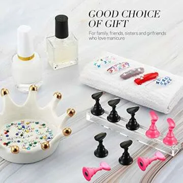 2 Set Acrylic Nail Stand with Putty,Nail Practice Display Stand for Press On Magnetic Nail Holder Tip Art Painting Stand Holder Manicure Tool for Home Salon Makeup DIY Business Women Christmas Gift