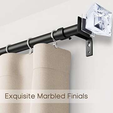 Stylish 3/4" Curtain Rod with Diamond Finials