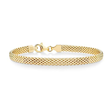 Miabella 18K Gold Over Sterling Silver Italian 5mm Mesh Link Chain Bracelet for Women, 925 Made in I...