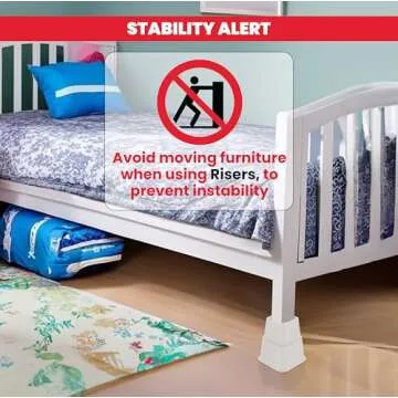 Utopia Bedding Adjustable Bed Furniture Risers - Elevation in Heights 3, 5 or 8 Inch Heavy Duty Risers for Beds and Under Bed Storage - Supports up to 1,300 lbs - (Set of 4 Riser, White)