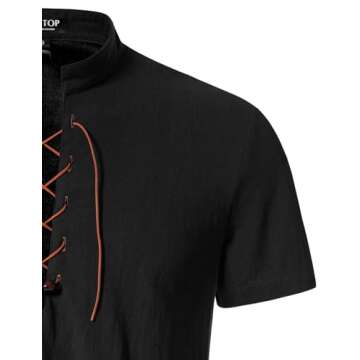 JEMITOP Men's Retro Renaissance Costume Lace Up Shirt