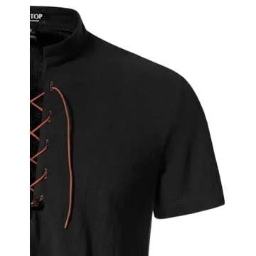 JEMITOP Men's Retro Renaissance Costume Lace Up Shirt