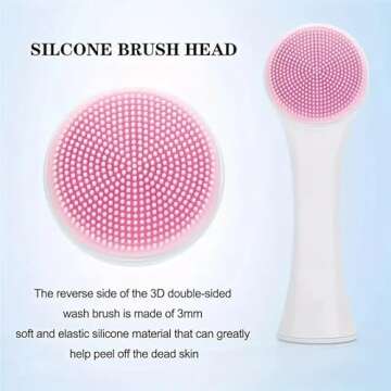 Manual Face Wash Brush for Deep Pore Exfoliation Massaging, Double-Sided Facial Cleanser Brush,Manual Facial Cleansing Brush, 2-in-1 Skin Care face Brush, Silicone Facial Scrubber