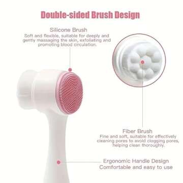 Manual Face Wash Brush for Deep Pore Exfoliation Massaging, Double-Sided Facial Cleanser Brush,Manual Facial Cleansing Brush, 2-in-1 Skin Care face Brush, Silicone Facial Scrubber