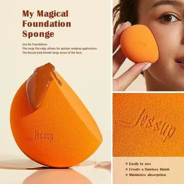 Jessup Makeup Sponge Set, 3pcs Make up Sponges for Face Soft Beauty Sponges Foundation Sponge Makeup Blender Concealer Sponge, SP013