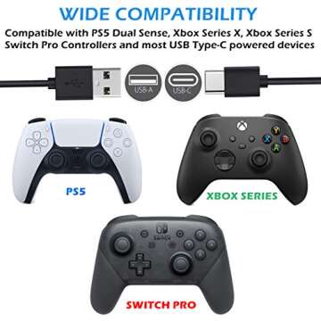 BATSOEASY USB C Charging Cable Compatible with PS5 Controller, 2 Pack 10Ft Fast Charging USB Type C Charger Cord Compatible with PlayStation 5 PS5 Dual Sense, Xbox Series X/Series S Controllers
