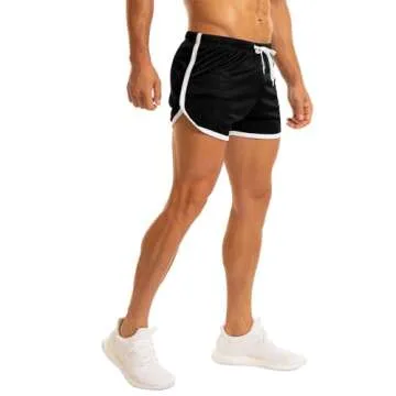 Ouber Men's Fitted Workout Gym Lifting Running Mesh Shorts