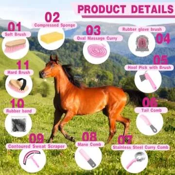 Premium Abbylike Horse Grooming Kit - 12 Essential Tools
