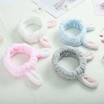 Ygreato Bunny Ear Makeup Headbands 4 Pack for Women