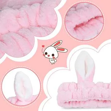 Ygreato Bunny Ear Makeup Headbands 4 Pack for Women