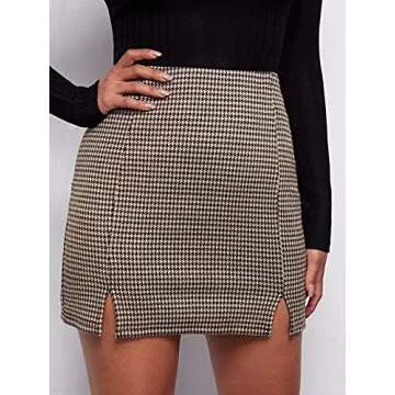 Elegant High Waist Slit Hem Mini Skirt for Females