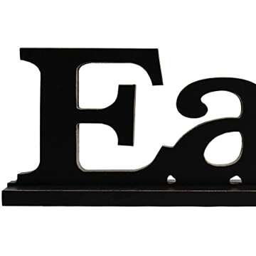 YUMBOR Black Wooden Cutout Eat Letters Freely Standing Sign Table Décor Kitchen Counter Fireplace Mantel Centerpiece Decor Standing Rustic Wood Block Letters Decoration (Eat)