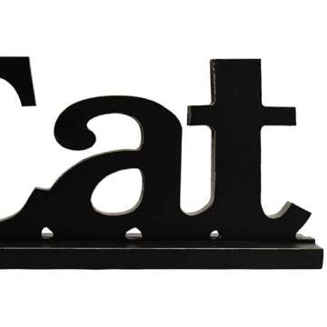 YUMBOR Black Wooden Cutout Eat Letters Freely Standing Sign Table Décor Kitchen Counter Fireplace Mantel Centerpiece Decor Standing Rustic Wood Block Letters Decoration (Eat)
