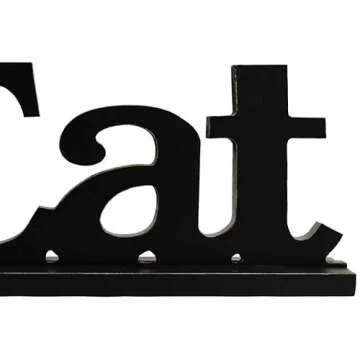 YUMBOR Black Wooden Cutout Eat Letters Freely Standing Sign Table Décor Kitchen Counter Fireplace Mantel Centerpiece Decor Standing Rustic Wood Block Letters Decoration (Eat)