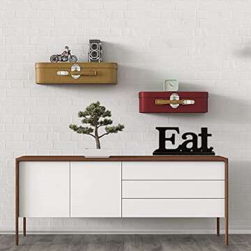 YUMBOR Black Wooden Cutout Eat Letters Freely Standing Sign Table Décor Kitchen Counter Fireplace Mantel Centerpiece Decor Standing Rustic Wood Block Letters Decoration (Eat)
