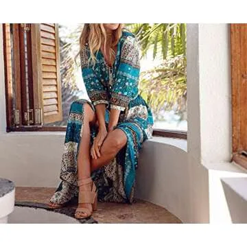 R.Vivimos Summer Boho Floral Midi Dress for Women