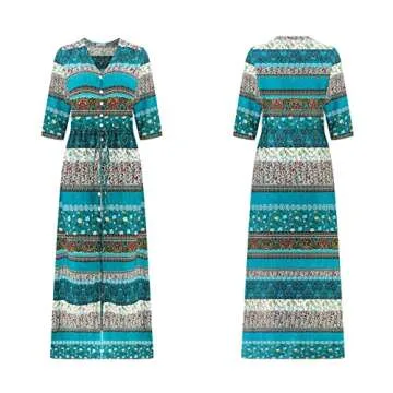 R.Vivimos Summer Boho Floral Midi Dress for Women