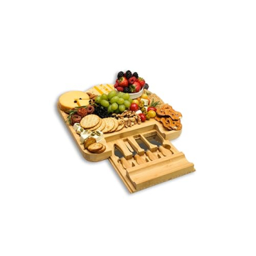 Demin Design Bamboo Cheese Board Charcuterie Board Gift Set - House Warming Gifts New Home, Wedding ...