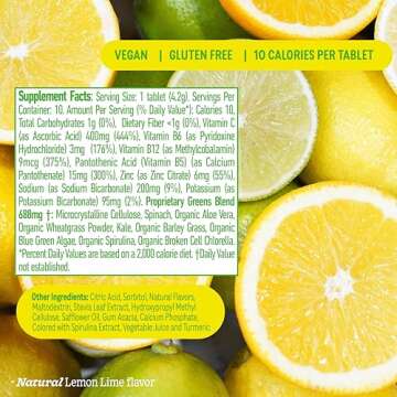 8Greens Supergreens Tablets | Super Greens Powder Superfood Tablet, Metabolism Immunity & Focus, Daily Greens Effervescent Tablets, Organic: Aloe Vera, Spirulina, Chlorella, Lemon Lime, 30 Servings