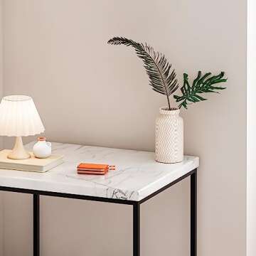 Tilly Lin Faux Marble Side Table, White Marble Small Coffee Table with Storage, 2-Tier End Table for Living Room, Nightstand for Bedroom (White, Black)