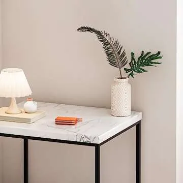 Tilly Lin Faux Marble Side Table, White Marble Small Coffee Table with Storage, 2-Tier End Table for Living Room, Nightstand for Bedroom (White, Black)