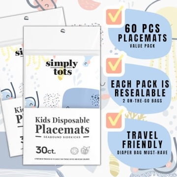 Simply Tots Disposable Placemats for Toddlers - 60 Pack
