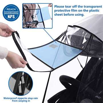 Stroller Rain Cover,Universal Stroller Accessory,Waterproof, Windproof Protection,Protect from Dust ...