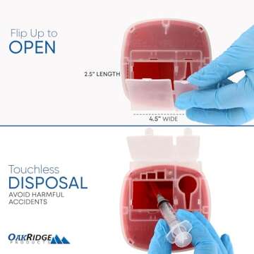 Oakridge Products Sharps Container for Home Use and Professional 1 Quart (3-Pack), Biohazard Needle and Syringe Disposal, Flip-up Lid with Integrated Needle Inwinder, CDC Certified