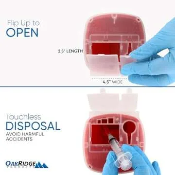 Oakridge Products Sharps Container for Home Use and Professional 1 Quart (3-Pack), Biohazard Needle and Syringe Disposal, Flip-up Lid with Integrated Needle Inwinder, CDC Certified