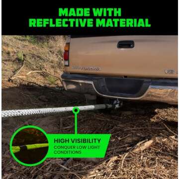 Rhino USA Kinetic Recovery Tow Rope Heavy Duty Offroad Snatch Strap for UTV, ATV, Truck, Car, Tractor - Ultimate Elastic Straps Towing Gear - Backed for Life! (1" x 30' Gray)