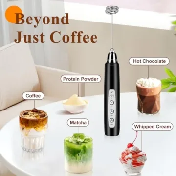 Rechargeable Milk Frother for Drinks - Black