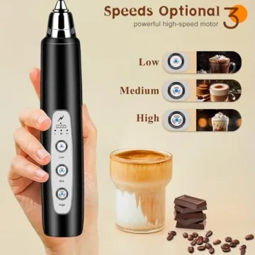 Rechargeable Milk Frother for Drinks - Black
